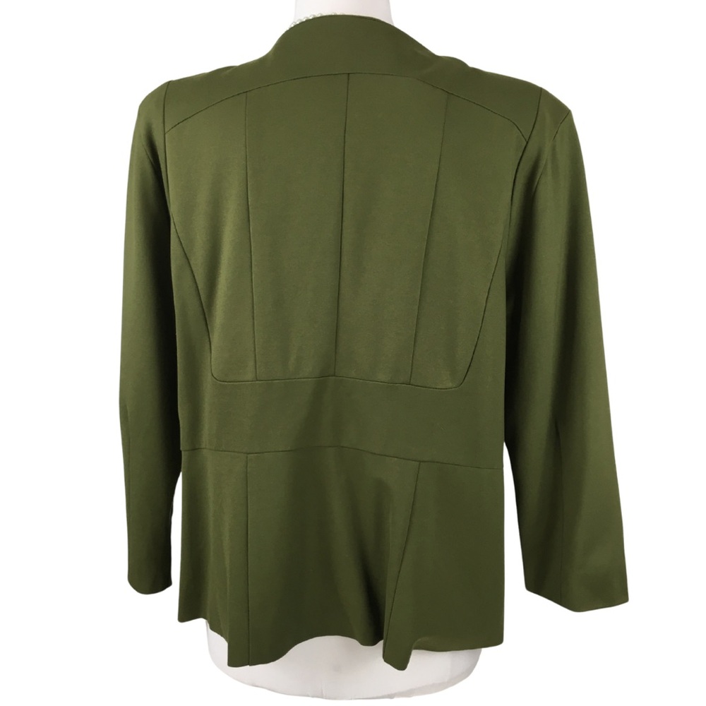 Versona Army Green Open Collarless Ponte Waist Length Blazer size XX-Large - Picture 9 of 14